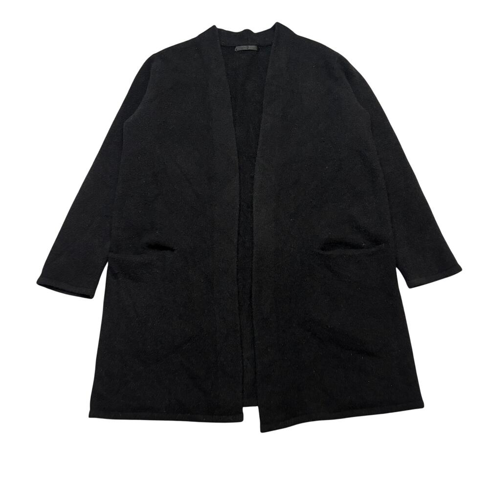 Jenni Kayne Sweater Coat Women's Medium Black Merino Wool Yak Open Front
